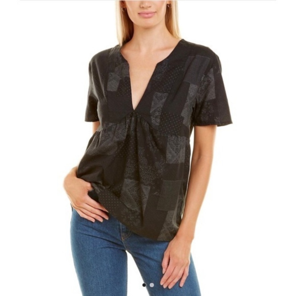 James Perse Patchwork Pring Top Blouse Size M